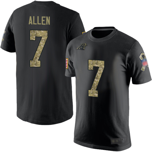 Carolina Panthers Men Black Camo Kyle Allen Salute to Service NFL Football #7 T Shirt